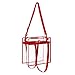 BAGAIL Clear Cross-Body Messenger Shoulder Zippered Bag w Adjustable Strap, NFL & PGA Stadium Security Approved Travel & Gym Clear Tote Bag-12” X 12“ X 6” (Red)