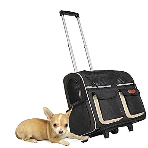 HEELE Pet Carrier Backpack Large Pets Trolley Carrier Dog Stroller Pet Carrier Travel Pet Bag Strollers(Pets up to 40 Pounds) Ventilated Design