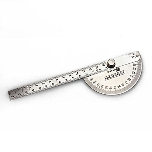 LTMS 078008 Stainless Steel Protractor 180 Degrees Angle Ruler Finder 140mm Metric Durable Metal Adjustable General Measuring Tool