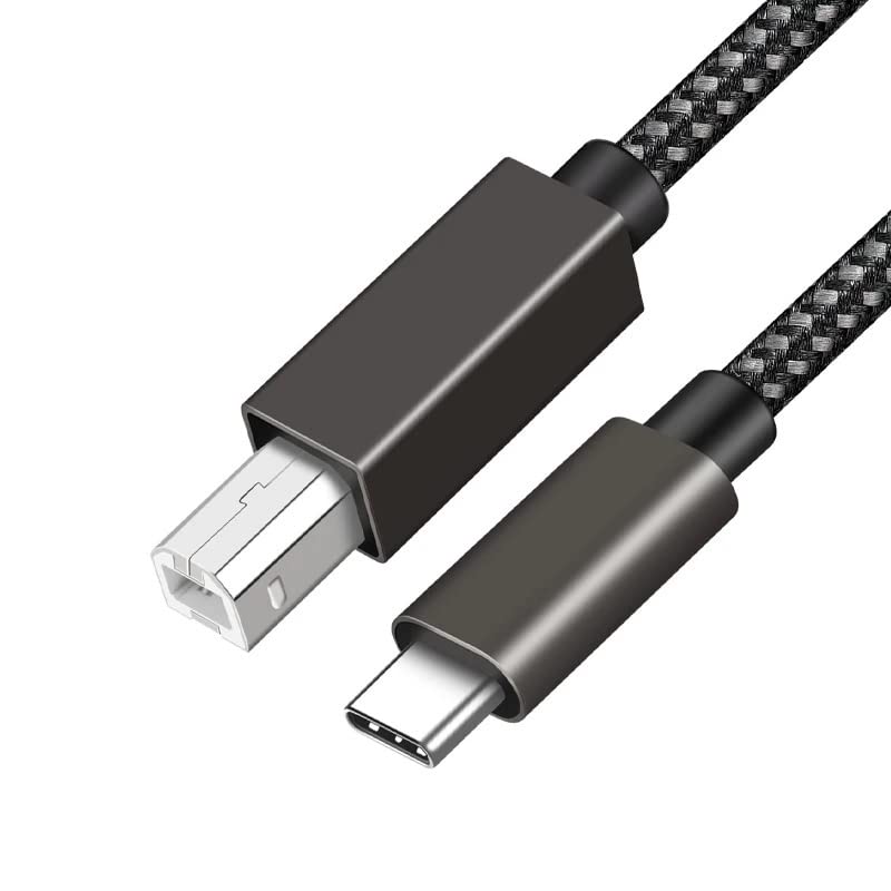2m USB C to USB B Cable, Type B 2.0 to Type C Midi Data Lead Cord, Nylon Braided Male to Male Cord Scanner Printer Thunderbolt 3 Compatible with MacBook Pro, iMac, XPS,Acer,ASUS,HP/Epson/Canon,Yamaha