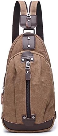 Sling Chest Bag Leparvi Backpack Purse Canvas Fashion Rucksack Unbalance One Strap Cross body Messenger Bag Balance Teen Satchel(Coffee-2)
