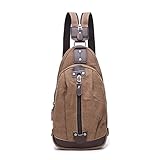 Sling Chest Bag Leparvi Backpack Purse Canvas Fashion Rucksack Unbalance One Strap Cross body Messenger Bag Balance Teen Satchel(Coffee-2)