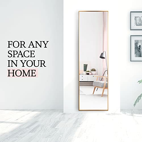 Mirrotek Full Length Adjustable Over The Door Mirror Gold Aluminum Finish Hanging Mirror