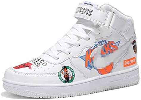 SHANGWU Men's Daily Casual High-top Sneakers Ms. Increase Height Hip Hop Graffiti Air Force 1 Shoes Couple Veneer Shoes