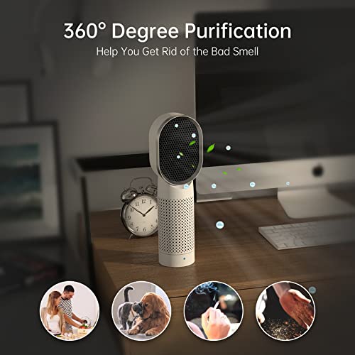 Desktop Air Purifier, QUEENTY Small Room Air Purifier Ionizer with True