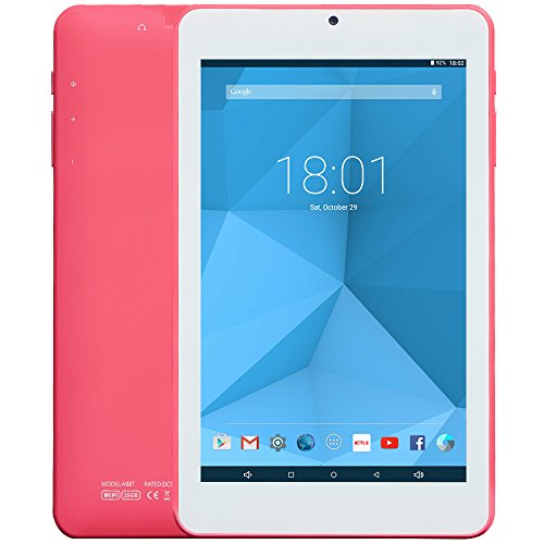 Alldaymall Tablet 16GB, 7'' IPS Display (HD 1280x800), Android 5.1 Lollipop, 1GB RAM, Quad Core, Wi-Fi, Bluetooth 4.0 - Pink