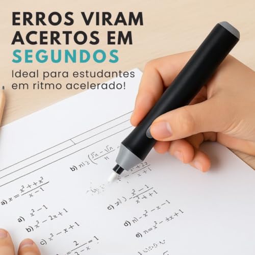 Kit Borracha Elétrica 25 Peças Portátil com Design Ergonômico – Ideal para Desenhos Técnicos, Esboços Artísticos, Escrita e Correções Precisas, Leve e de Fácil Uso Á Pilha Preto Premium