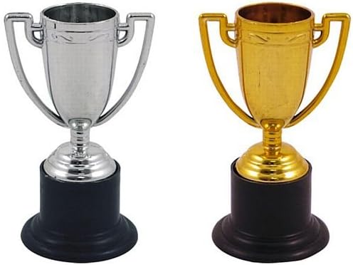 idealWigsNet Plastic Trophies - Assorted Silver & Gold - 9.5cm - Each