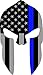 Subdued US Flag Spartan Helmet Reflective Decal with Thin Blue Line (4