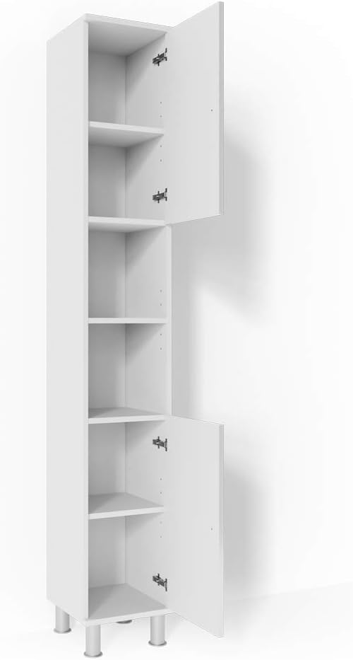 Vicco Badschrank Fynn 190 Cm Badezimmerschrank Hochschrank Bad Schrank Badregal Weiss Hochglanz Amazon De Kuche Haushalt