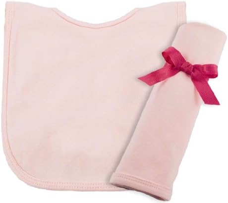 Princess Linens Cotton Knit Bib and Burp Pad Set, Pink