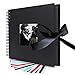 Scrapbook Album, 10 Inches, 80 DIY Black Papes LUNIQI Photo Collection with Phonto Opening and Gift Bow Knot, for Wedding, Valentines,Graduated, Party Day, Love Moment Recorder with 6 Corner Stickers
