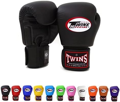 Twins Special Muay Thai Boxing Gloves (Solid Black, 10 oz)