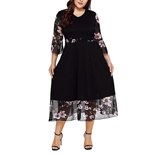 TOTOD Women Dresses Fashion V Neck Appliques Floral Plus Size Solid Bodycon Party Prom Midi Dress