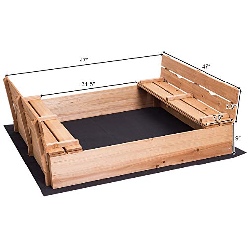 image for Costzon Kids Foldable Cabana Sandbox with 2 Convertible Benches & 1 Pi