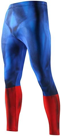 GERGER BO Men's Compression Elastic Tight Leggings Sport Spiderman Superhero Printing Pants