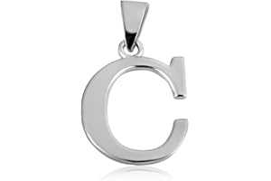 Claddagh Gold .925 Sterling Silver Initial Pendant Charm – Personalized Alphabet Letter Jewelry in 0.80mm or 0.55mm Block Font