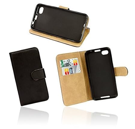 ENERGMiX Elegante Buch-Tasche kompatibel mit Alcatel One Touch Pop C7 7041D in Schwarz Leder-Optik Wallet Book-Style