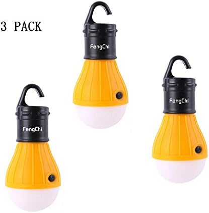 LED Camping Lantern, FengChi [3 PACK] Emergency Tent Light – Backpacking, Hiking, Fishing, &amp; Outdoor Lighting Bug Out Bag Camping Equipment | Portable, Compact, &amp; Water Resistant Gift (yellow)