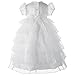 Lauren Madison baby girl Christening Baptism Newborn Multi Tiered Gown With Satin Bodice, White, 6-9 Months
