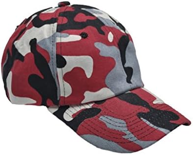 CAMOsport Men's Baseball Cap - Velcro Adjustable One Size Red-Black-White-Gray