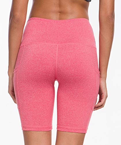 Custer\'s Night High Waist Out Pocket Yoga Short Tummy Control Workout Running 4 Way Stretch Yoga Leggings (Wine red Snow Dot, XL)