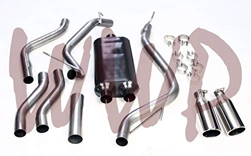 Stainless Steel Performance Catback Exhaust System With Muffler & 4" Polished Tips For 2009-2018 Dodge Ram 1500 2WD/4WD 5.7L Hemi Pickup Truck - Equipped With Factory Dual Tailpipe