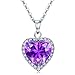 Vesil Purple AAA Cubic Zirconia Heart Pendant Necklace for Women Necklaces Gifts for Her