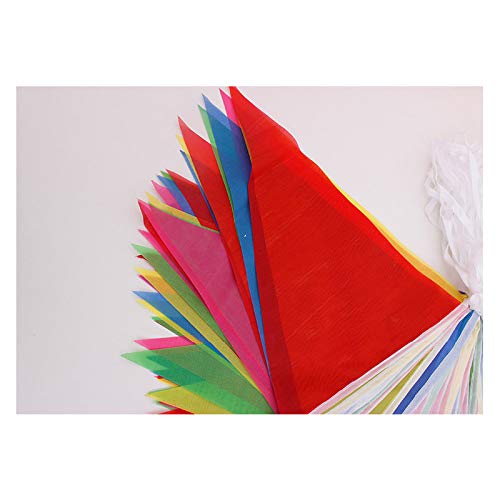 VOANZO Place 328 Feet White ropes Pennant Banner - 150 Side Multicolor Bunting Flags - Birthday Party Grand Opening Christmas Decorations