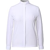 BLESSUME Women Clergy Tab Collared Shirt Long/Short Sleeve Button-Down Blouse