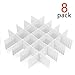 8 Pcs Plastic DIY Grid Drawer Divider Household Necessities Storage Thickening Housing Spacer Sub-Grid Finishing Shelves for Home Tidy Closet Stationary Socks Underwear Scarves Organizer (White)
