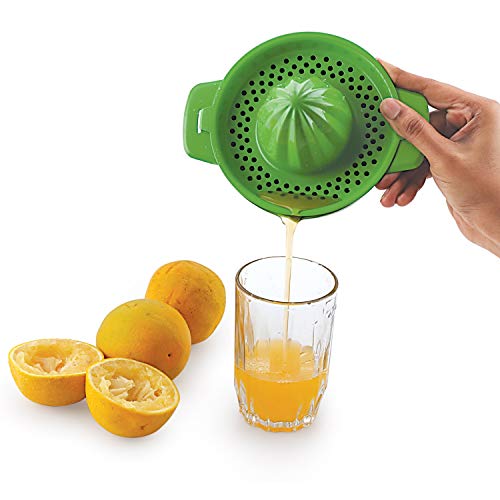 Wilmington Steelwares Citrus Juicer & Strainer - Stainless Steel - Make Your Own Orange - Grapefruit - Lemon & Fruit Juices - 16oz Capacity (Green)