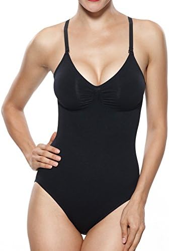 Beilini Women's Shapewear Bodysuit Firm Control Body Shaper Low Back Black XL