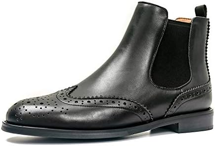 ONEENO Women's Brogue Leather Chelsea Boots