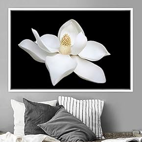 signwin Framed Canvas Wall Art White Flower Portrait...