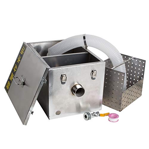 Stainless Steel Grease Trap Detachable Grease Interceptor Set with Removable Baffles, oilwater
