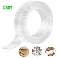 royalwise Adhesive Tape nanoTape,The Reusable Adhesive Silicone Tape,Free to Remove, Reusable Traceless,Stick to Glass, Metal, Kitchen Cabinets or Tile Nano Tape (Transparent, 2mm)