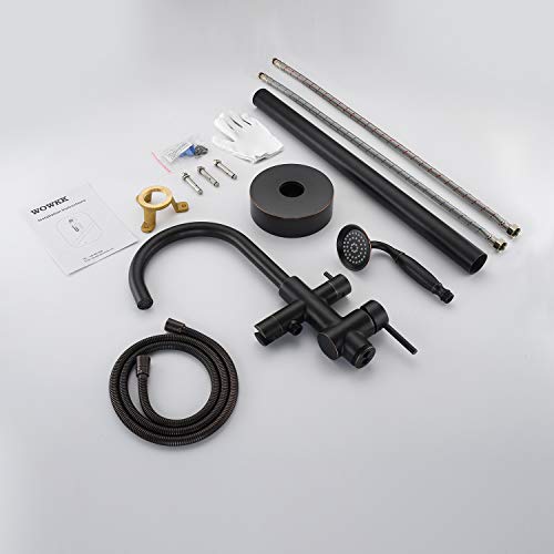 Wowkk Tub Filler Freestanding Bathtub Faucet Oil Rubbed Bronze Floor Mounted Brass Bathroom Tub