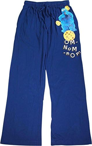 Cookie Monster - Mens Sesame Street Om Nom Nom Sleep Lounge Pant, Navy 39792-Large