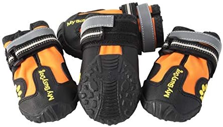My Busy Dog Water Resistant Dog Shoes with Two Reflective Fastening Straps and Rugged Anti-Slip Sole | Dog Boots Perfect for Small Medium Large Dogs | Size Chart in Pictures