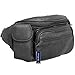 Genuine Leather Fanny Pack Waist Bag Body Pouch Pockets Organizer Phone Holder (Black)
