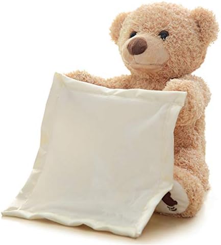 Dreamsdox Peek A Boo Teddy Bear Stuffed Animal Toy Plush Bear Doll Toy, Talking Bear lay Hide and Seek Cartoon Plush Toy,with Music,Cuddling Friends for Kids