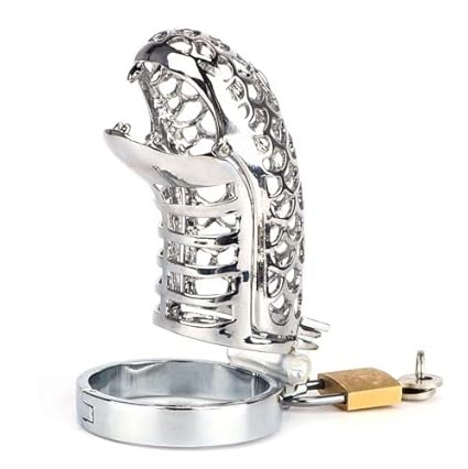 Peniskäfig'Schlange' Edelstahl Keuchheitskäfig Penisring Bondage BDSM Größe 44 mm