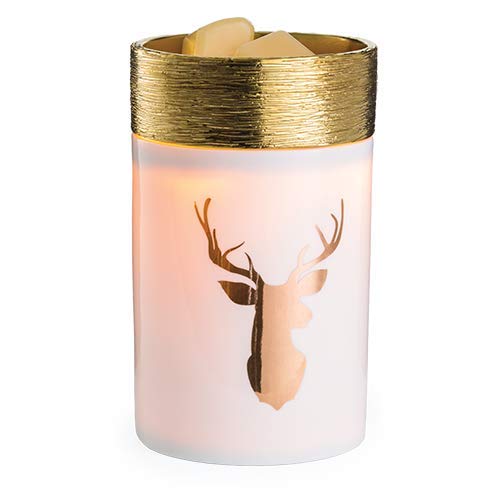 CANDLE WARMERS ETC. Illumination Fragrance Warmer- Light-Up Warmer for Warming Scented Candle Wax Melts and Tarts or Essential Oils to Freshen Room, Golden Stag