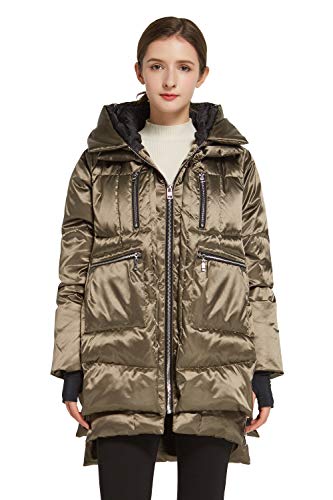Orolay Women's Thickened Down Jacket Hooded ArmyGreen S