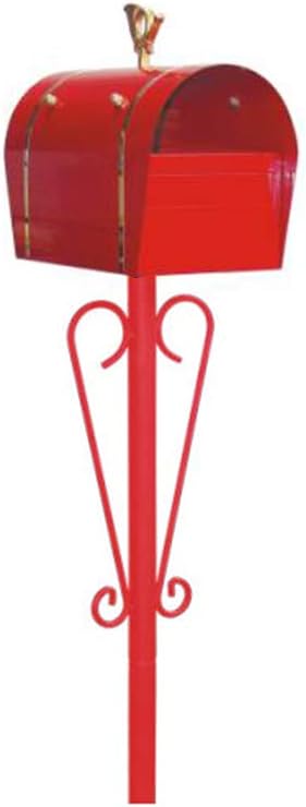 Pole Mailbox Outdoor Rainproof Letter Box Garden Mailbox (Color : Red)