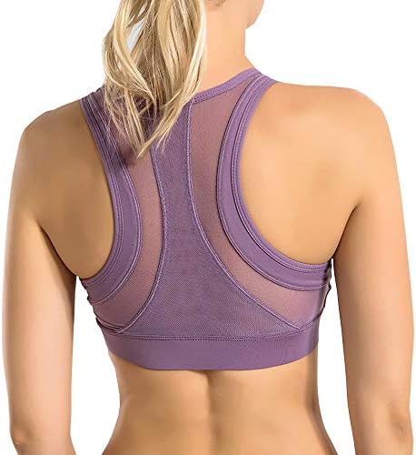 Women's High Impact Sports Bra Racerback Padded Workout Yoga Bra Top