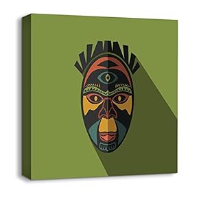 Canvas Wall Art African Culture Pattern Painting Artwork for Home Prints Framed - 12x12 inches