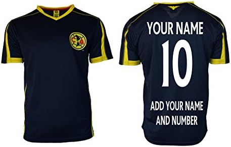 Club America Adults Soccer Jersey Performance Add Your Name and Number (XL, Navy T1A14)