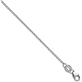 JewelryWeb 14k White Rhodium Plated 1.1mm Solid Sparkle-Cut Cable Chain Necklace 18 Inch Chain Necklace for Women and Men